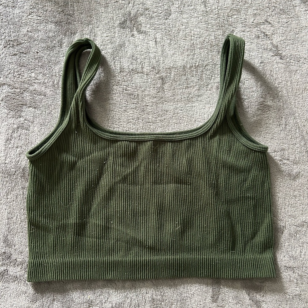 Green Ribbed Tank Top - Picture 2 of 2